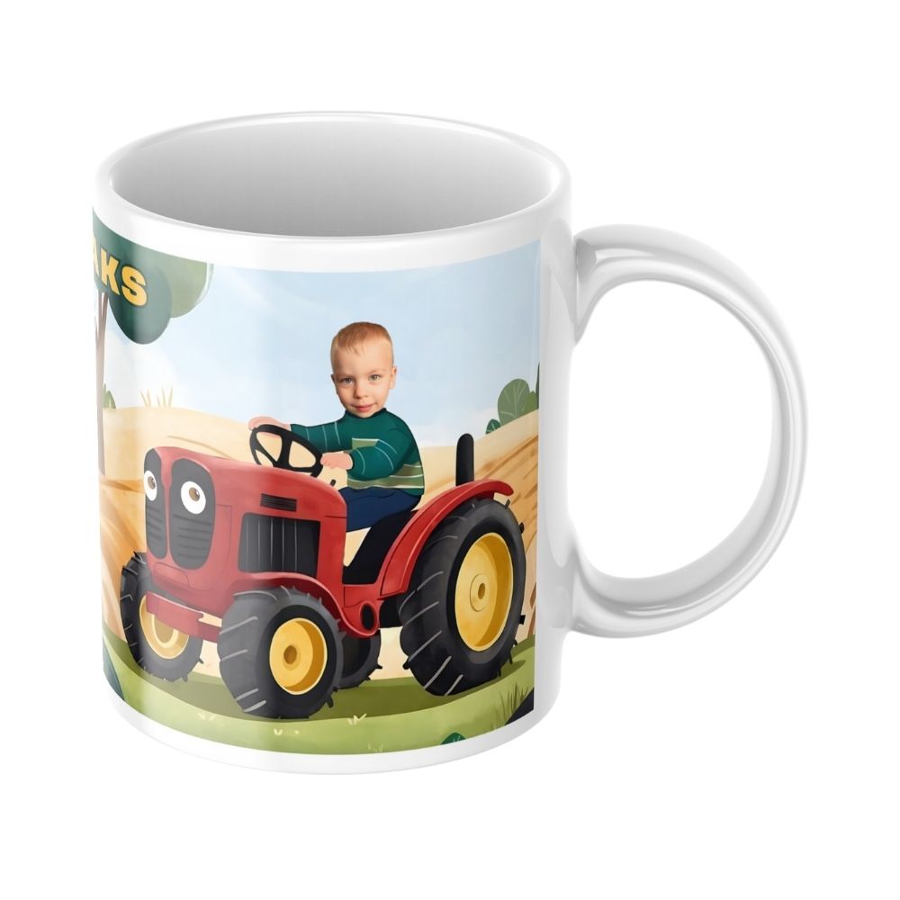 Personalizowany kubek Czerwony Traktor – wyjątkowy kubek personalizowany ze zdjęciem dla dzieci. Dodaj zdjęcie i imię, aby stworzyć unikalny prezent!